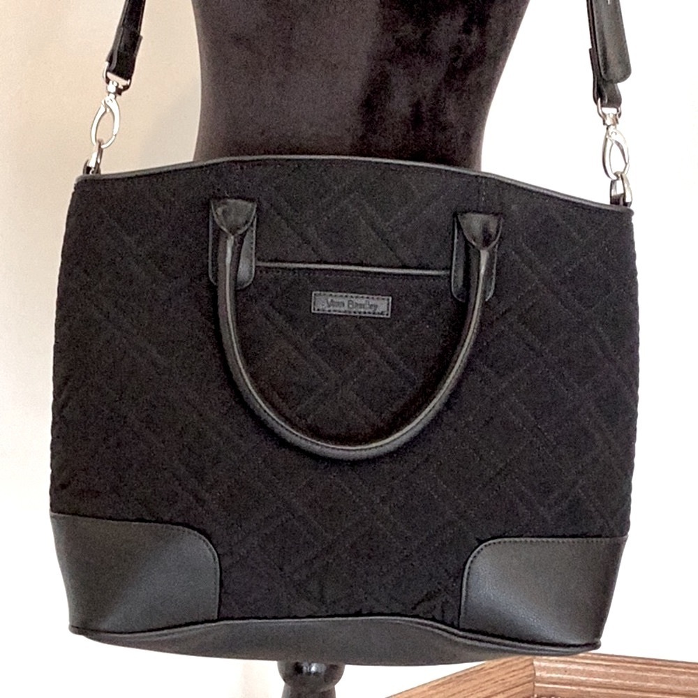Vera Bradley Day Off Satchel Classic quilted black shoulder or handbag
